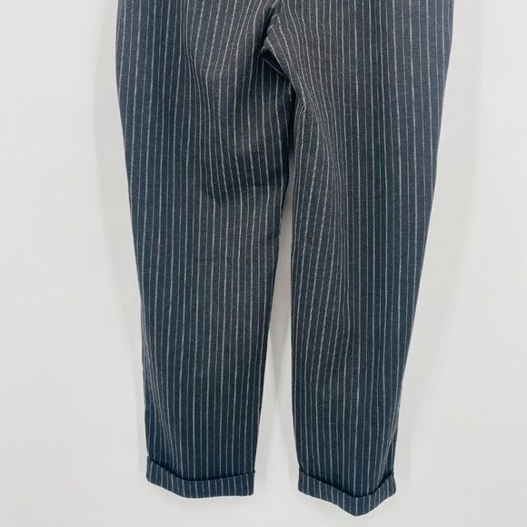 LOFT Size Small Black White Pinstripe Pull On Straight Leg Career Trouser Pants - Picture 9 of 9